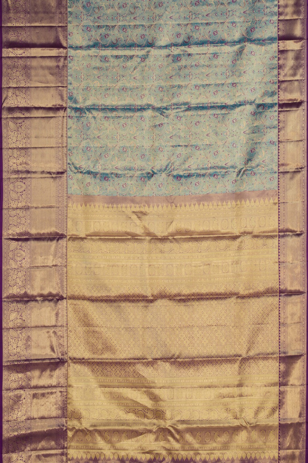 Image of Kanchipattu Tissue Brocade Sea Blue Saree